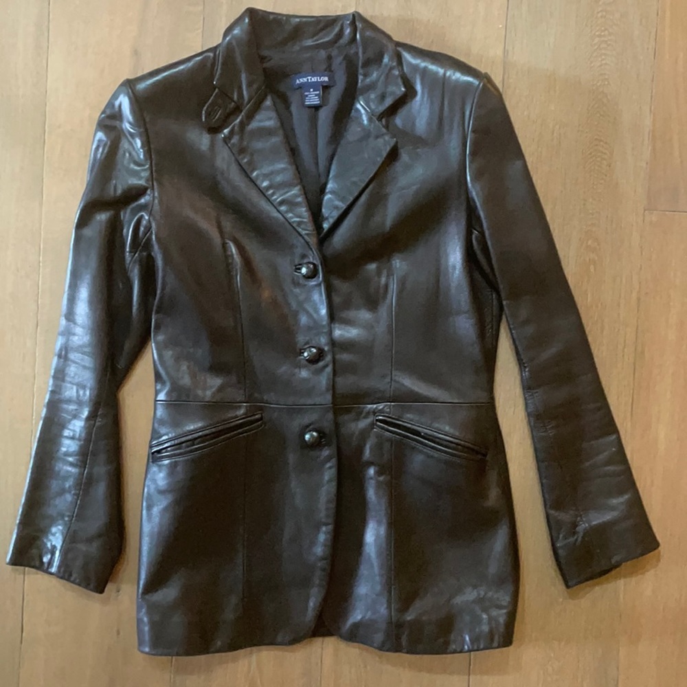 Ann Taylor Leather Blazer- Size 8